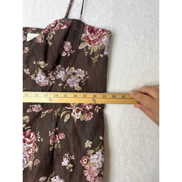 NWT H&M Brock Collection Brown Floral Mini Dress Cottage Bustier Sexy sz XL - Picture 8 of 9